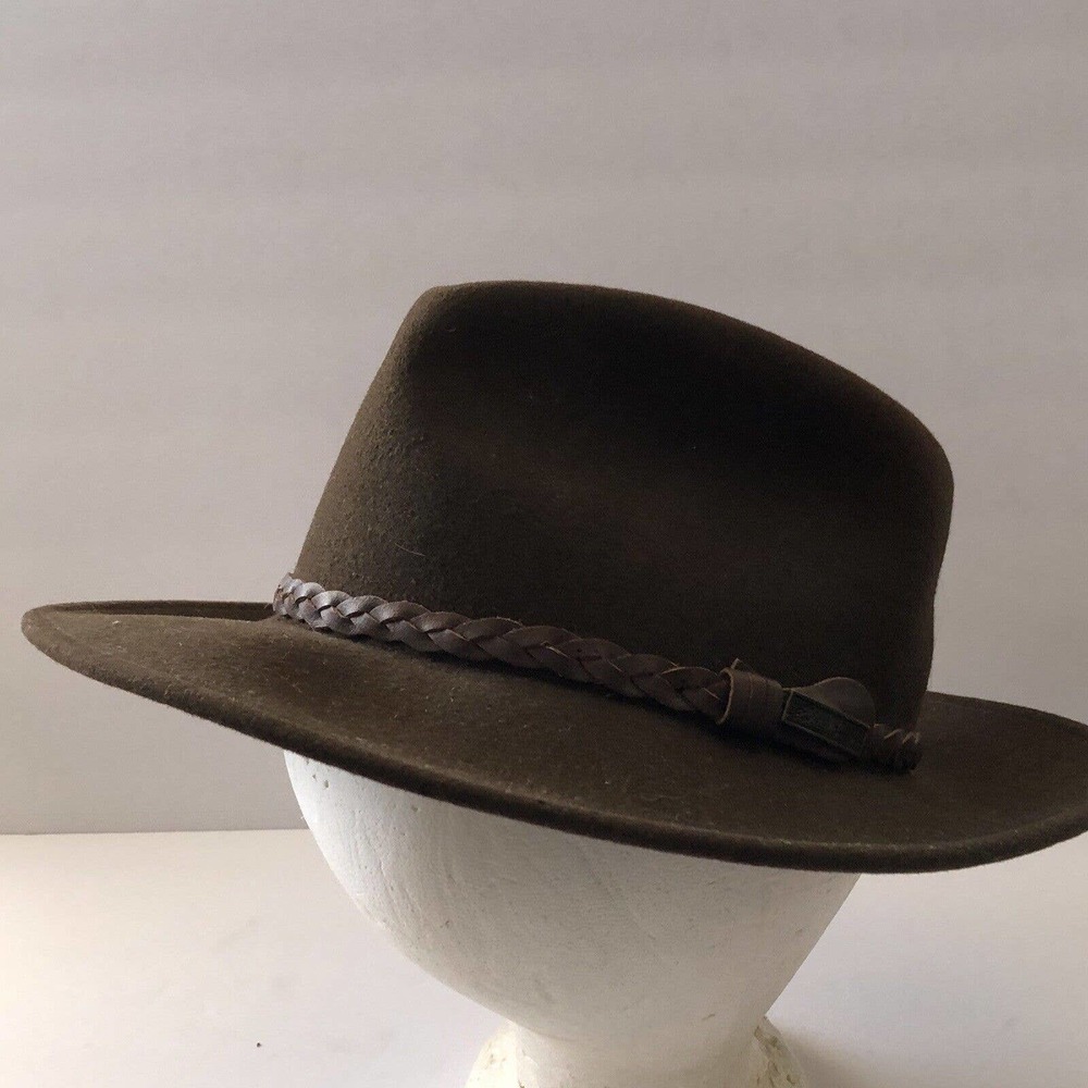 Vintage Eddie Bauer Western Style Felt Wool Brown Hat Size Medium Cowboy Hat